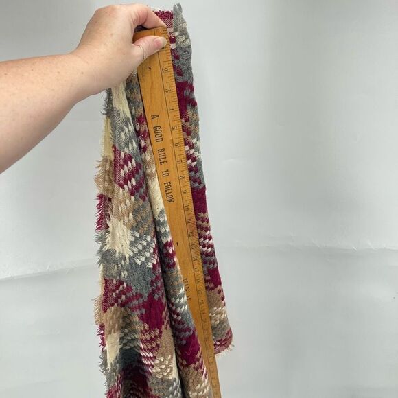 Womens Infinity Circle Scarf Wrap Woven Plaid Warm Neck Accessory Gray Maroon - Picture 2 of 9